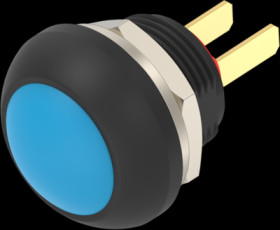 Pushbutton, 1 pole, blue, unlit , 0.12 A/125 VAC, 0.2 A/50 VDC, 13.6 mm, IP68, 1-2329360-5
