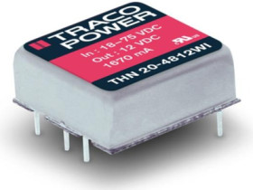 DC converter, 9-36 VDC, 20 W, 1 output, 5 VDC, 89 % efficiency, THN 20-2411WI-A1