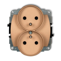 TREND Gniazdo podwójne z/u złoty metalik 8GPR-2zp
