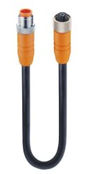 RSTS 8-RKTS 8-299/10 M PUR czarny, 8x0,25mm2 + ekran podłączony do nakrętki, gniazdo proste M12x1 + wtyk prosty M12x1, LUMBERG 4