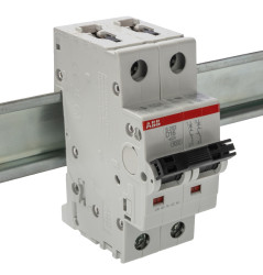 Wyłącznik nadprądowy MCB, Typ D, 2-biegunowy, 16A, 400V, 125V, na szynę DIN, ABB S202-D16, S200