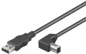 USB 2.0 connection cable, USB plug type A to USB plug type B, 2 m, black, ICOC-U-AB-20-ANG