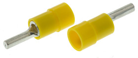 Końcówka pinowa, Cyna, 2.8mm średnica, 10mm długość, Żółty, 10AWG - 12AWG Bez osłony