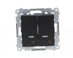 Simon 54 Łącznik krzyżowy podwójny z podświetleniem (moduł) 10AX 250V szybkozłącza, czarny mat DW7/2L.01/49