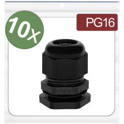 Quadrios 24CA382 Cable gland PG16 Polyamide Black 10 pcs