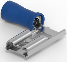 Insulated flat plug sleeve, 6.3 x 0.81 mm, 1.04 to 2.62 mm², AWG 16 to 14, brass, tin-plated, blue, 156666-1