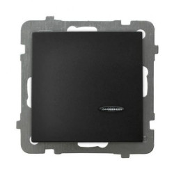 AS Łącznik jednobiegunowy z podświetleniem niebieskim czarny metalik ŁP-1GS/m/33