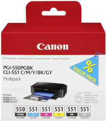Canon atrament PGI-550PGBK/CLI-551 Multipack Fotograficzny czarny, Cyjan, Magenta, Żółty, Czarny, Szary