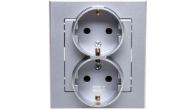 Sonata Gniazdo Podwójne Z/U Schuko Srebro Mat Gp-2Rs/38