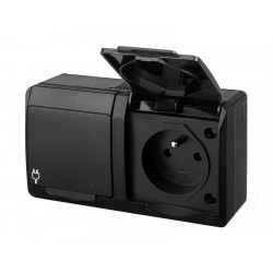 HERMES Gniazdo podwójne 0322-09 CZARNY