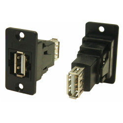 Cliff CP30608N SLIM FM USB2.0 A-A, front mounting, feedthrough connector, black