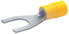 Insulated forked cable lug, 4.0-6.0 mm², AWG 12 to 10, 6.5 mm, M6, yellow, 650C6