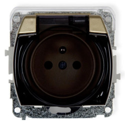 TREND Gniazdo bryzgoszczelne z/u (klapka dymna) złoty 6GPB-1zdp