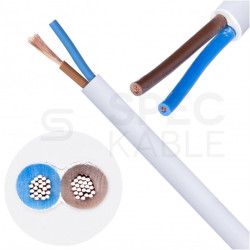 Kabel mieszkaniowy OMY / H03VV-F 2x1,5mm2 biały 300/300V giętki linka Elektrokabel