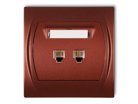 LOGO Gniazdo telefoniczne podwójne 2xRJ11 4-stykowy brązowy metalik 9LGT-2 KARLIK