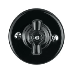 Włącznik światła schodowy obrotowy z ramką, ceramiczny, montaż natynkowy, kolor czarny Ceramic Loft