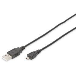 Digitus DB-300127-018-S USB cable USB 2.0 USB-A to Micro-B 1.80m Black Round