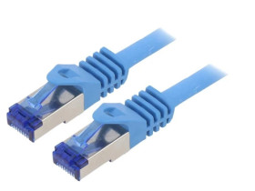 Patch cord S/FTP 6a linka Cu LSZH niebieski 3m 26AWG C6A066S