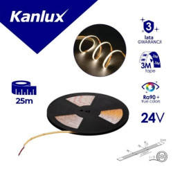 Taśma LED 24V LCOBB 10W/M 24IP00-CW 1050lm/m 6500K Ra90 rolka 25mb 3 lata Gwarancji 38434