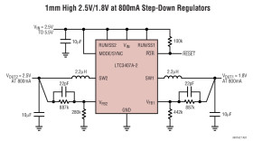 Dual Synchronous 800mA, 2.25MHz Step-Down DC/DC Regulator