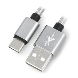 Przewód eXtreme USB A 2.0 - USB C - 1,2m - srebrny