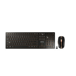 Zestaw klawiatury z myszką, ChERRY DW 9100 SLIM, Czarny, Bezprzewodowe, QWERTY (EU), Ergonomiczna