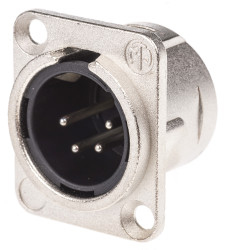 Złącze XLR 4 -pinowe Montaż na panelu Męski