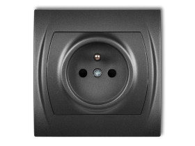 LOGO Gniazdo pojedyncze z uziemieniem (przesłony torów prądowych) grafitowy 11LGP-1zp KARLIK