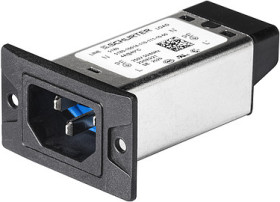 IEC plug C14, 50 to 60 Hz, 3 A, 250 VAC, 4 mH, faston plug 6.3 mm, 3-151-999