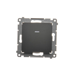 Simon 54 Łącznik jednobiegunowy z podświetleniem LED (moduł) 16AX 250V zaciski śrubowe czarny mat DW1AL.01/49