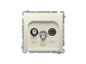 SIMON BASIC Gniazdo antenowe satelitarne podwójne końcowe SAT-SAT-RTV (moduł) 2xwejście: SAT: 5–2400 MHz RTV: 5–862 MHz beż BMZA