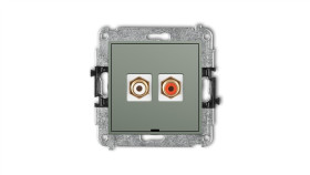 Mini Mechanizm Gniazda Podwójnego Rca, Bez Pola Opisowego (Typu Cinch - Biały...