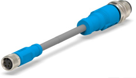 Sensor actuator cable, M8-cable socket, straight to M12-cable plug, straight, 4 pole, 0.5 m, PUR, gray, 3 A, T4052325004-001