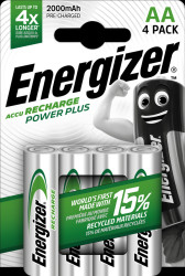 E300626700 Energizer PowerPlus 4x AA rechargeable batteries, 2000 mAh