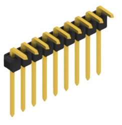 Pin header, 9 pole, pitch 2.54 mm, angled, black, 10053029