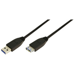 LogiLink CU0042 USB 3.2 Gen 1 Cable Black 2m USB-A Plug to USB-A Socket