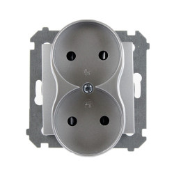 Gniazdo podwójne bez uziemienia srebrne DG2MZ.01/43 Kontakt Simon54