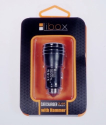 Ładowarka samochodowa z młotkiem 2xUSB 2,4A czarna LB0057 LIBOX