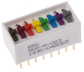 Przełącznik DIP 8-pozycyjny 8PST THT 1 A przy 100 V -55 → +100°C