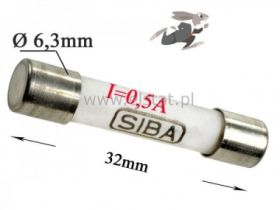 0,5A bezpiecznik ceramik szybki 6,3x32mm; 600V