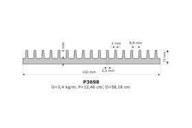 Radiator; P3698; 3,3kg/m; żebrowany; 150mm; 15mm; Firma Piekarz