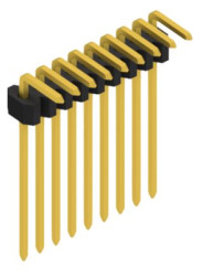 Pin header, 9 pole, pitch 1.27 mm, angled, black, 10061151