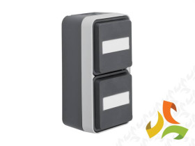 BERKER W.1 Gniazdo schuko podwójne z uziemieniem z pokrywą i p. opisowym pionowe IP55 szary 47703535 HAGER