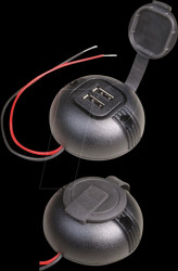 67327600 KFZ - Surface-mounted power USB double socket, with cover, round