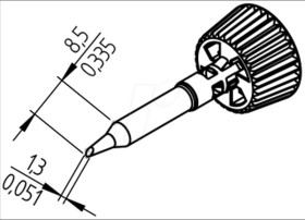0142ADLF13 ERSADUR soldering tip, 1.3 mm, angled