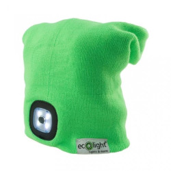 Czapka z latarką LED Zielona 1W 6500K