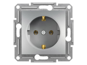 ASFORA Gniazdo pojedyncze z uziemieniem schuko aluminium EPH2900161 SCHNEIDER ELECTRIC