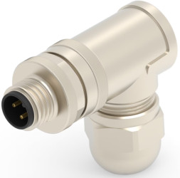 Circular connector, 3 pole, screw connection, screw locking, angled, T4113011031-000