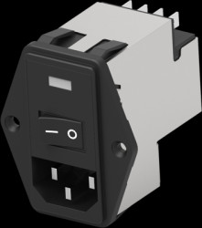 IEC inlet filter C14, 50 to 60 Hz, 10 A, 115 VAC/230 VAC, faston plug 4.8 mm, 1-6609929-5