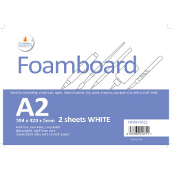 Cathedral Products FBWHTA22 Foamboard White 5mm A2 (420 x 594mm) 2pk
